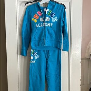 Blue Justice Jogger & Zip Up Sweatshirt Set Colorful Justice Academy Lettering 8